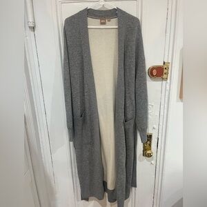 Double face wool/cash long cardigan